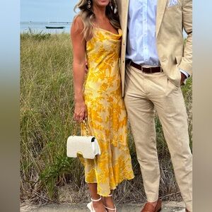 Rumored Santeria Maxi Dress in limoncello devore